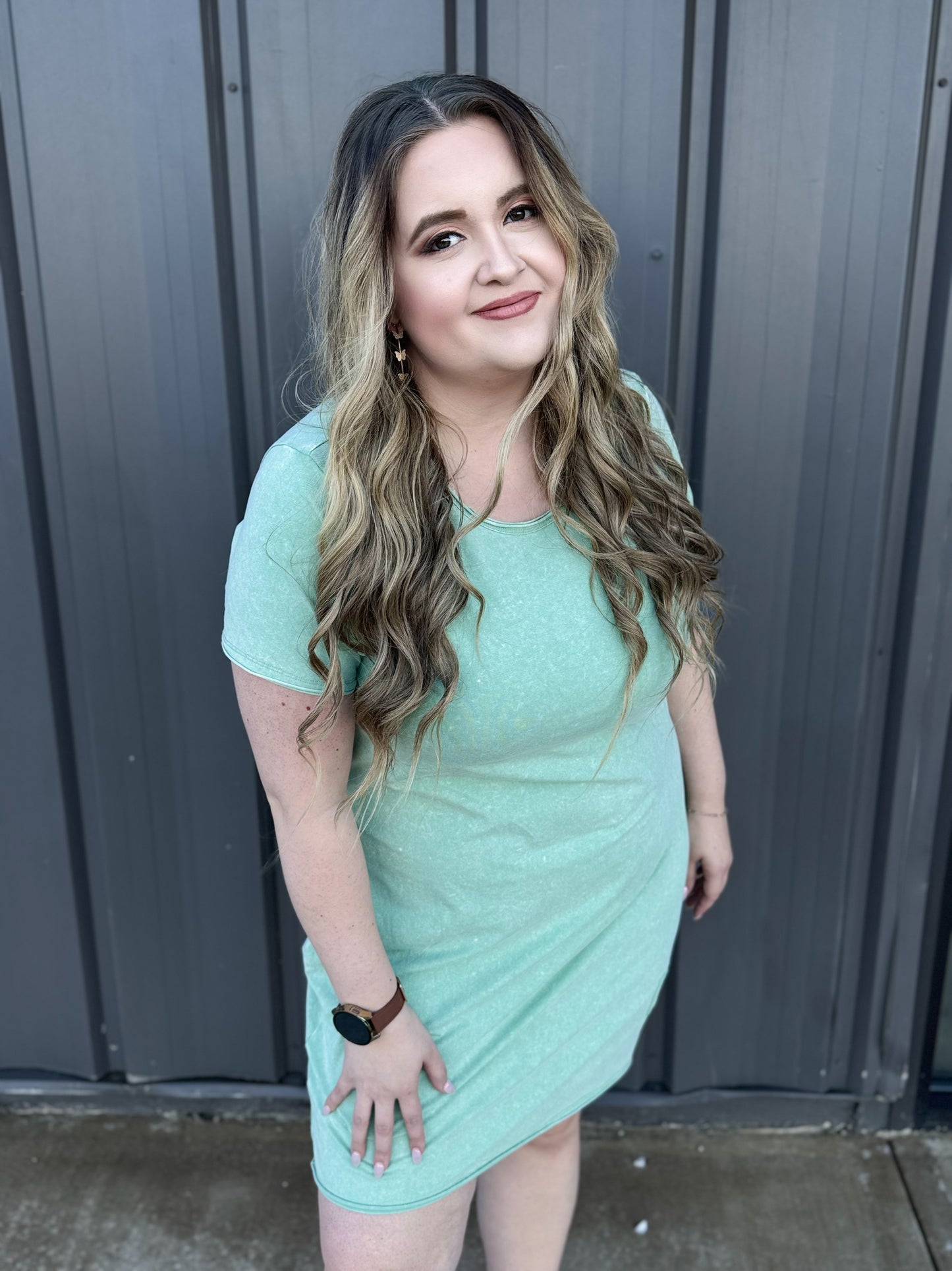 Mineral Wash Dress - Enjoy The Now (Matcha)