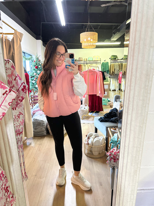 Simply Southern Lottie Puffy Vest - Petal Pink