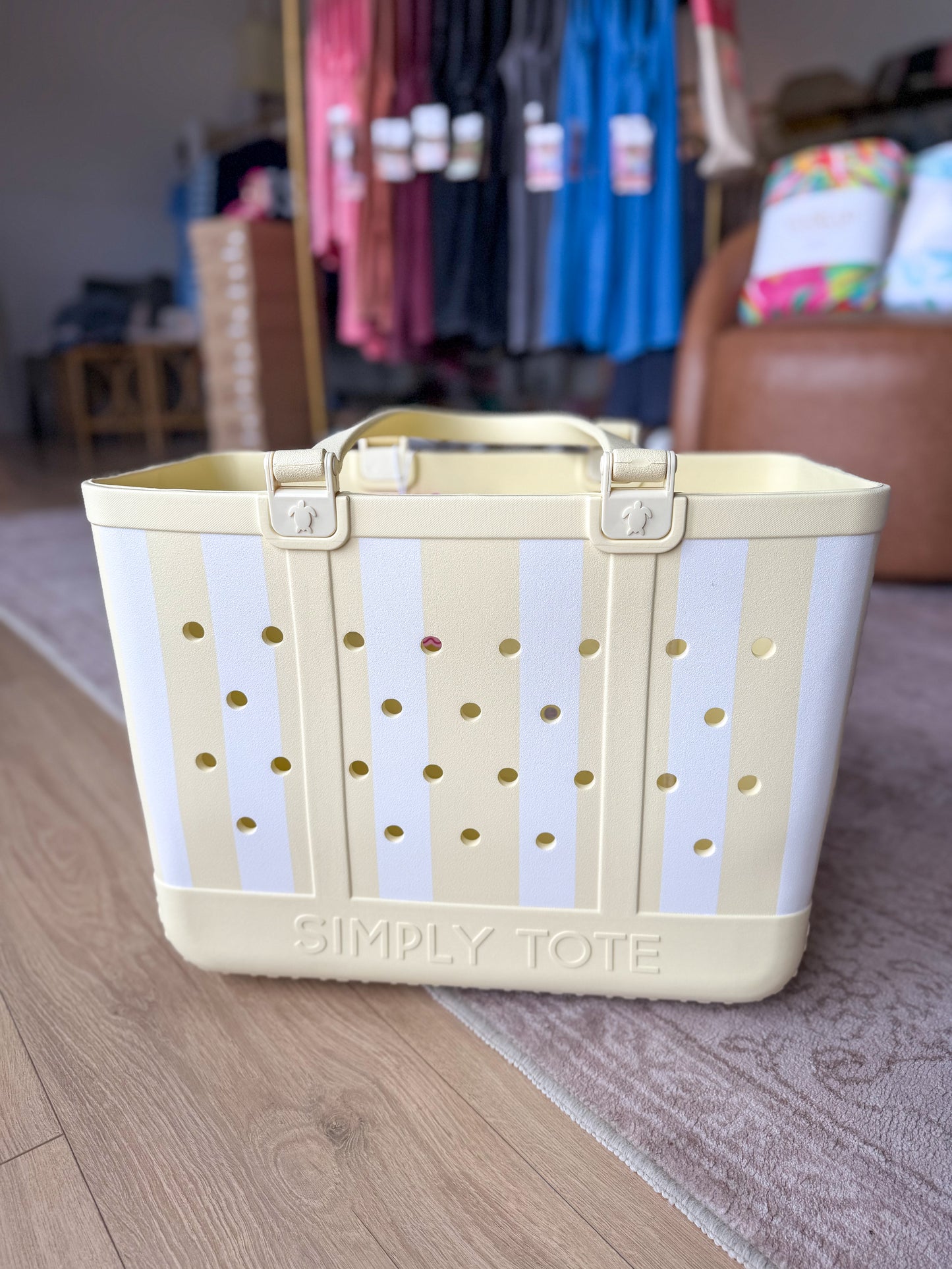 Striped Simply Tote: LEMON