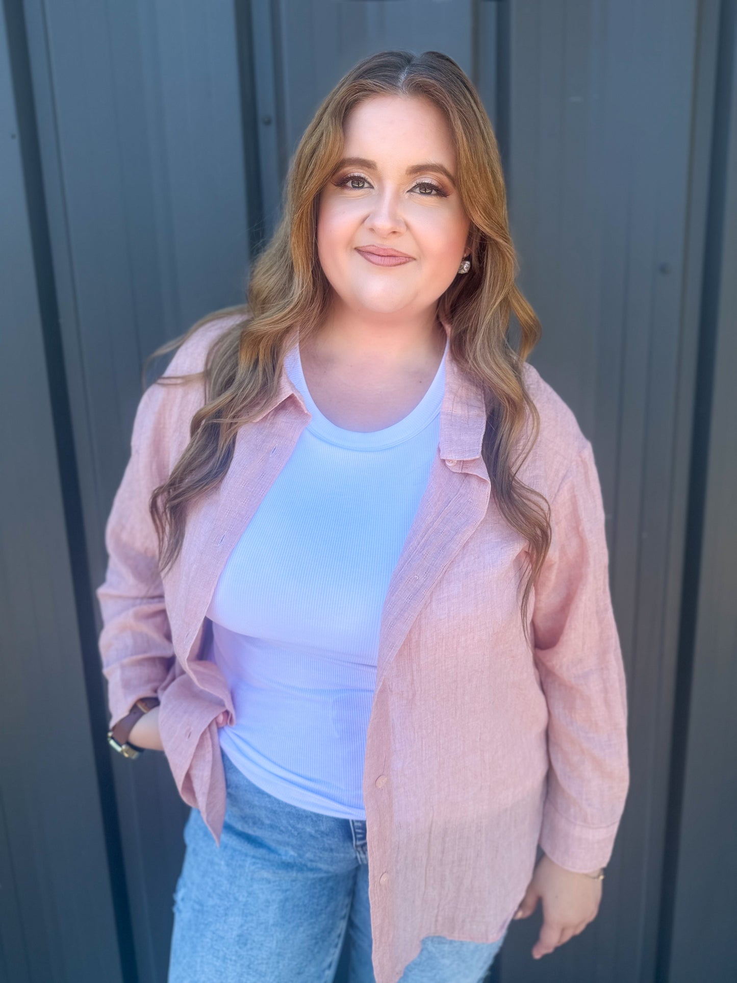 Basic Button Up || Pink