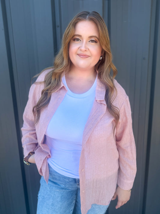 Basic Button Up || Pink