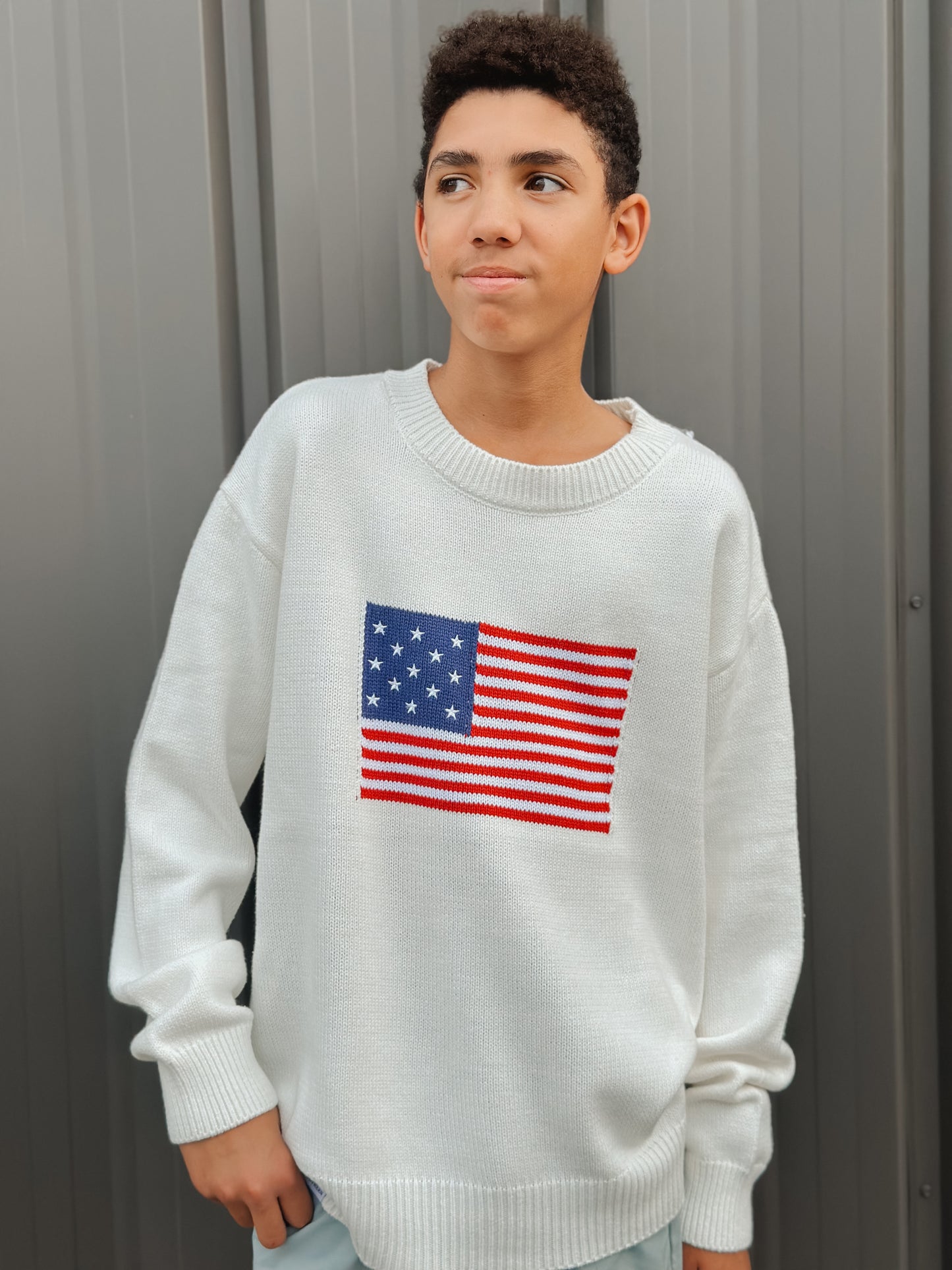 Simply Southern Men’s Preppy USA Flag Sweater