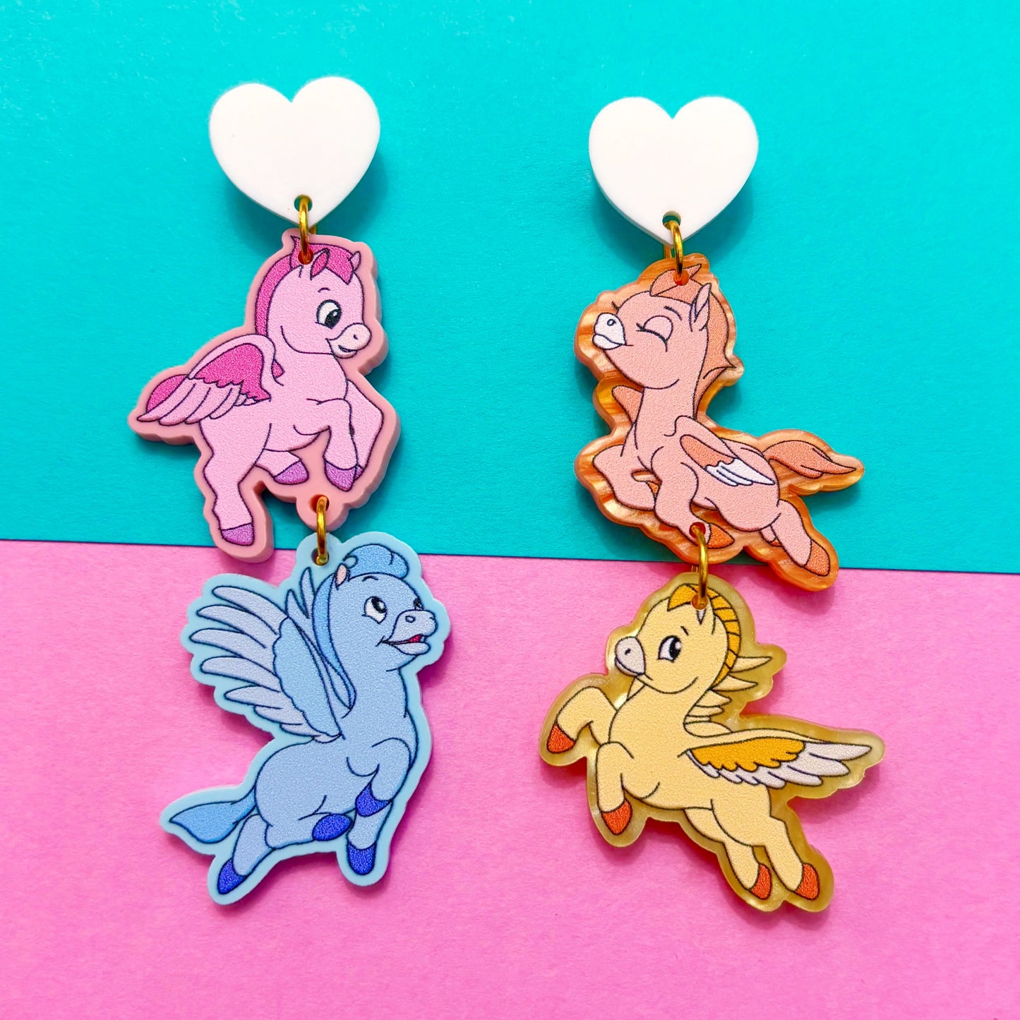 Baby Pegasus Tiered Drop Earrings