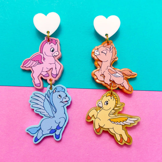 Baby Pegasus Tiered Drop Earrings