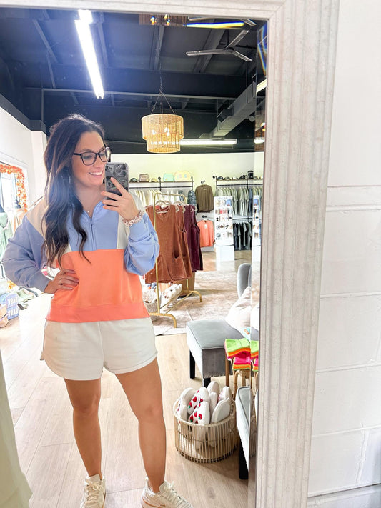 Sunrise Stroll - Best Day Fleece Top (Periwinkle/CreamCoral)