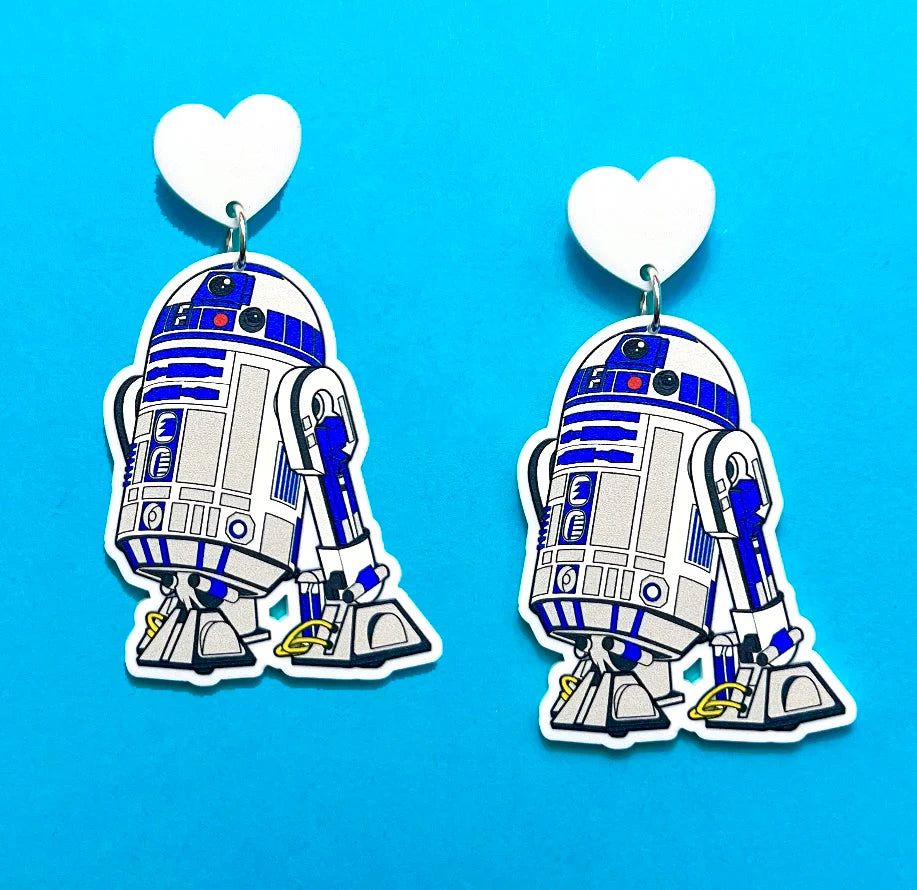 Blue Droid Drop Earrings