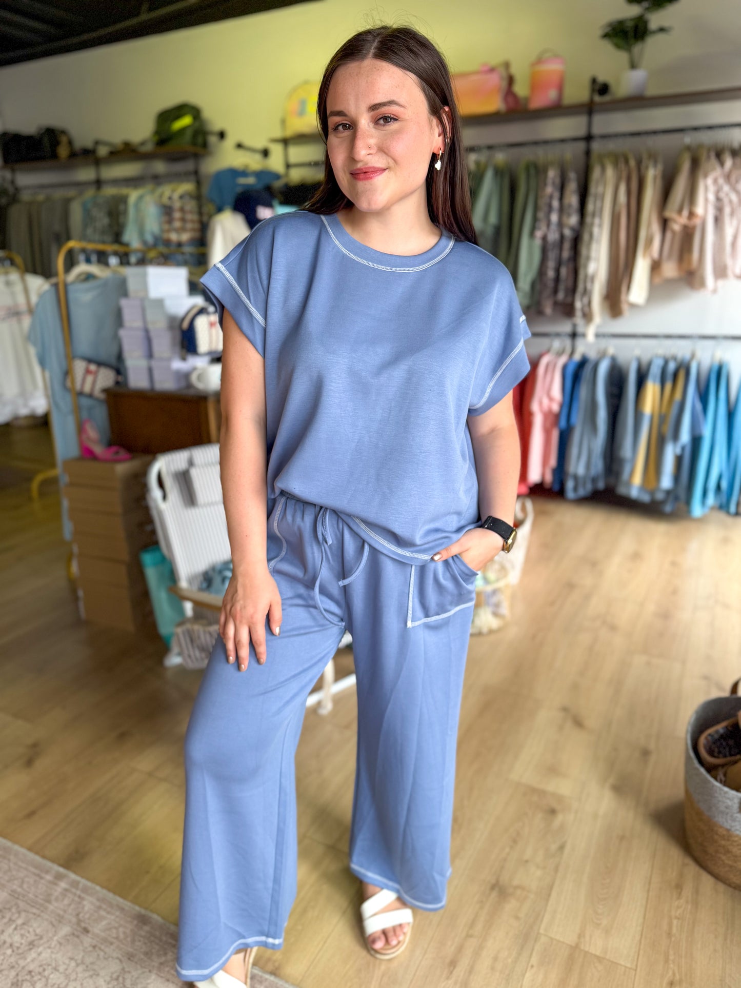 Scuba Raw Edge Lounge Set: Blue