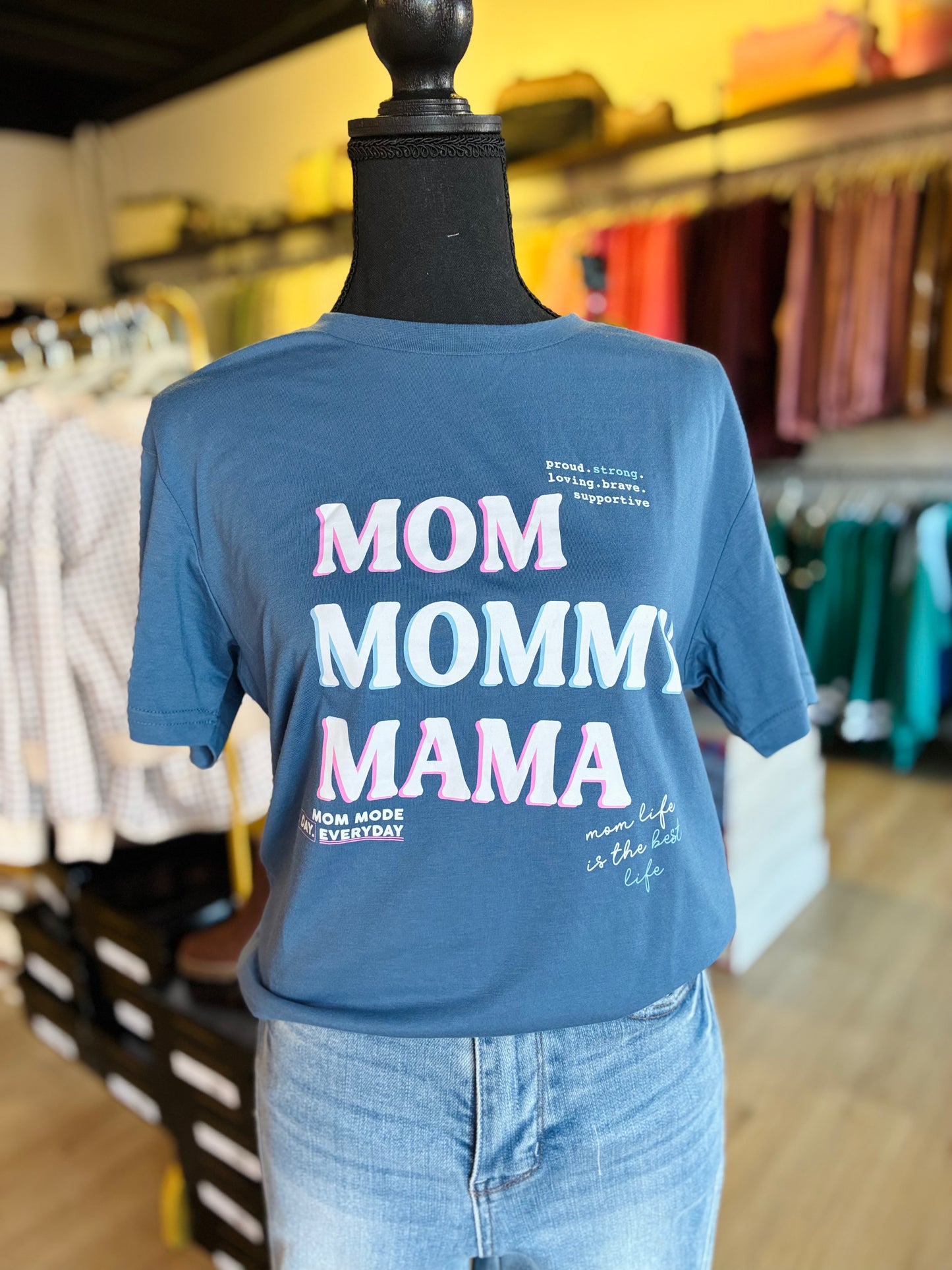 Mom Mommy Mama SS Crew Tee - Indigo