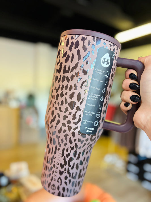 Brown Leopard HydroJug 40 oz Traveler Tumbler
