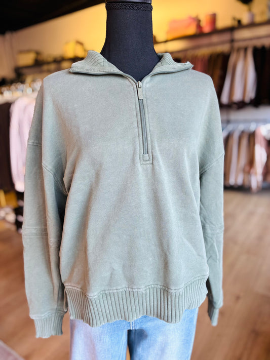 Early Riser Quarter Zip Pullover (Olive)