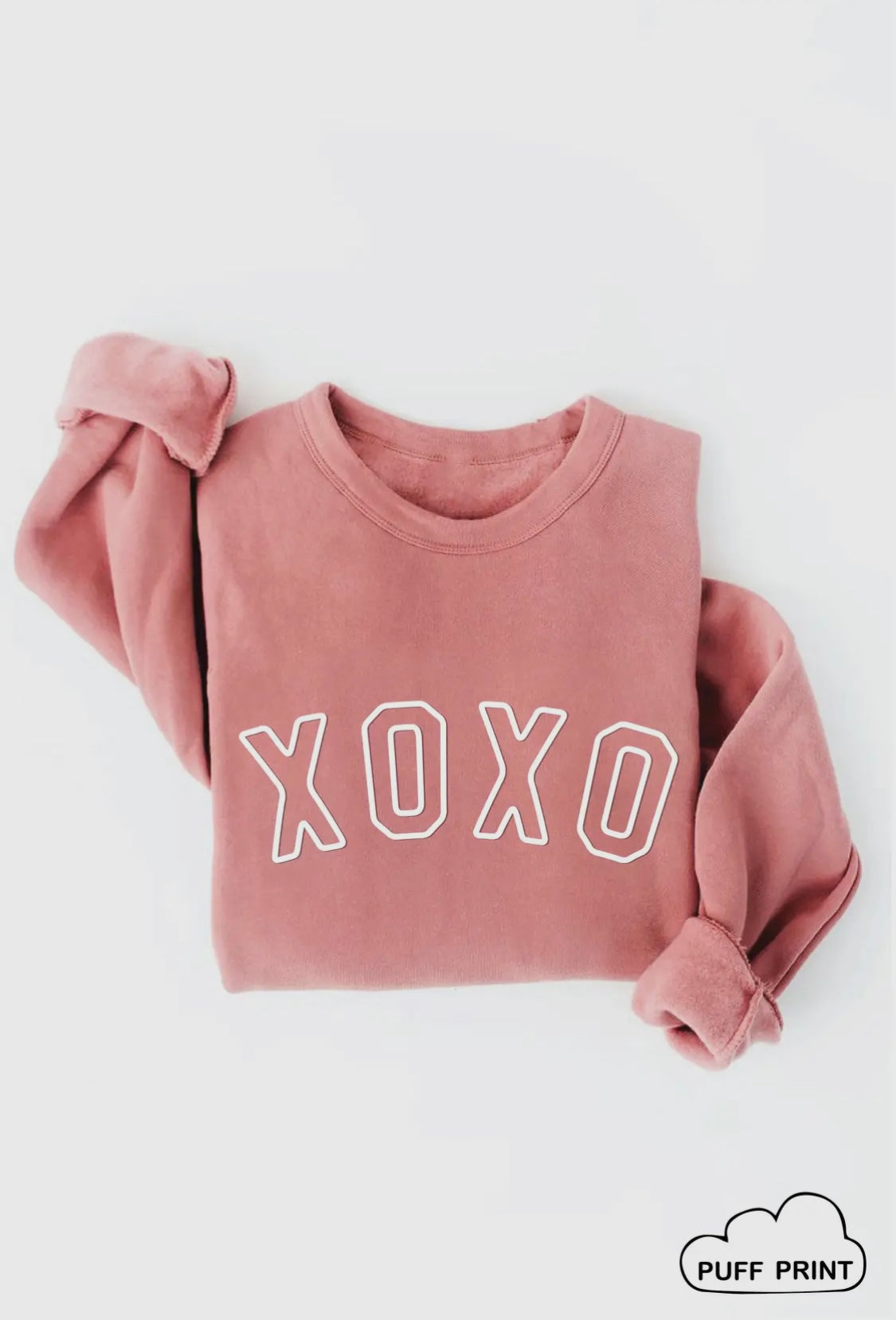 XOXO Puff Print Graphic Crewneck Sweatshirt