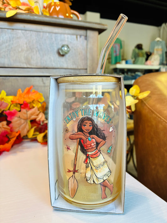 Moana "Dream It, Enjoy The Waves" 16oz *Ombre* Glass Tumbler