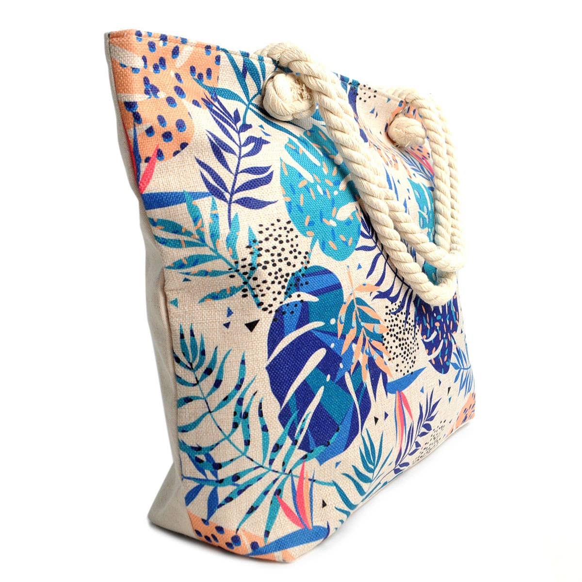 Blue Tropical Leaves Ladies Tote Bag