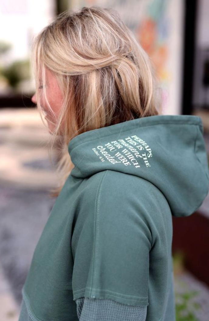 Hidden Message Waffle Hoodie - Perhaps This Moment (Olive)