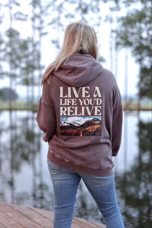 Live a Life You'd Relive (Espresso) Oversized Hoodie