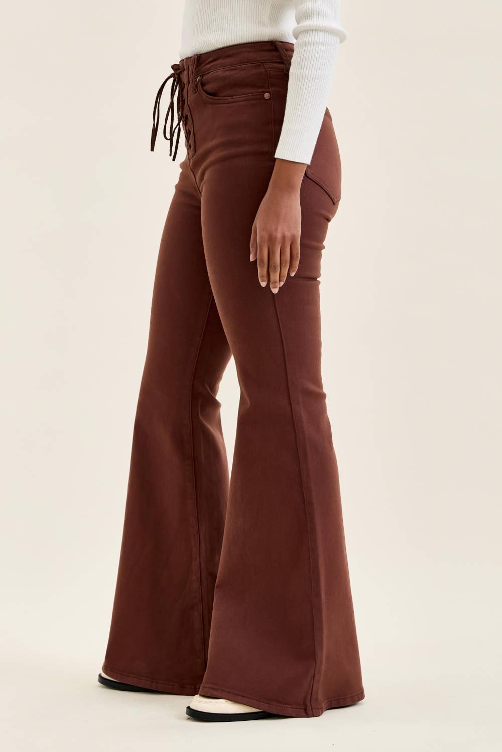 Judy Blue HW Jaqueline Flare w/ Lace Up : Cocoa Brown