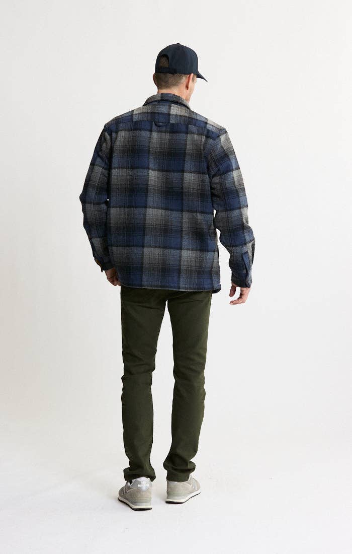 Thermal Lined Wool Blend Shirt Jacket: BLUE/GREY PLAID