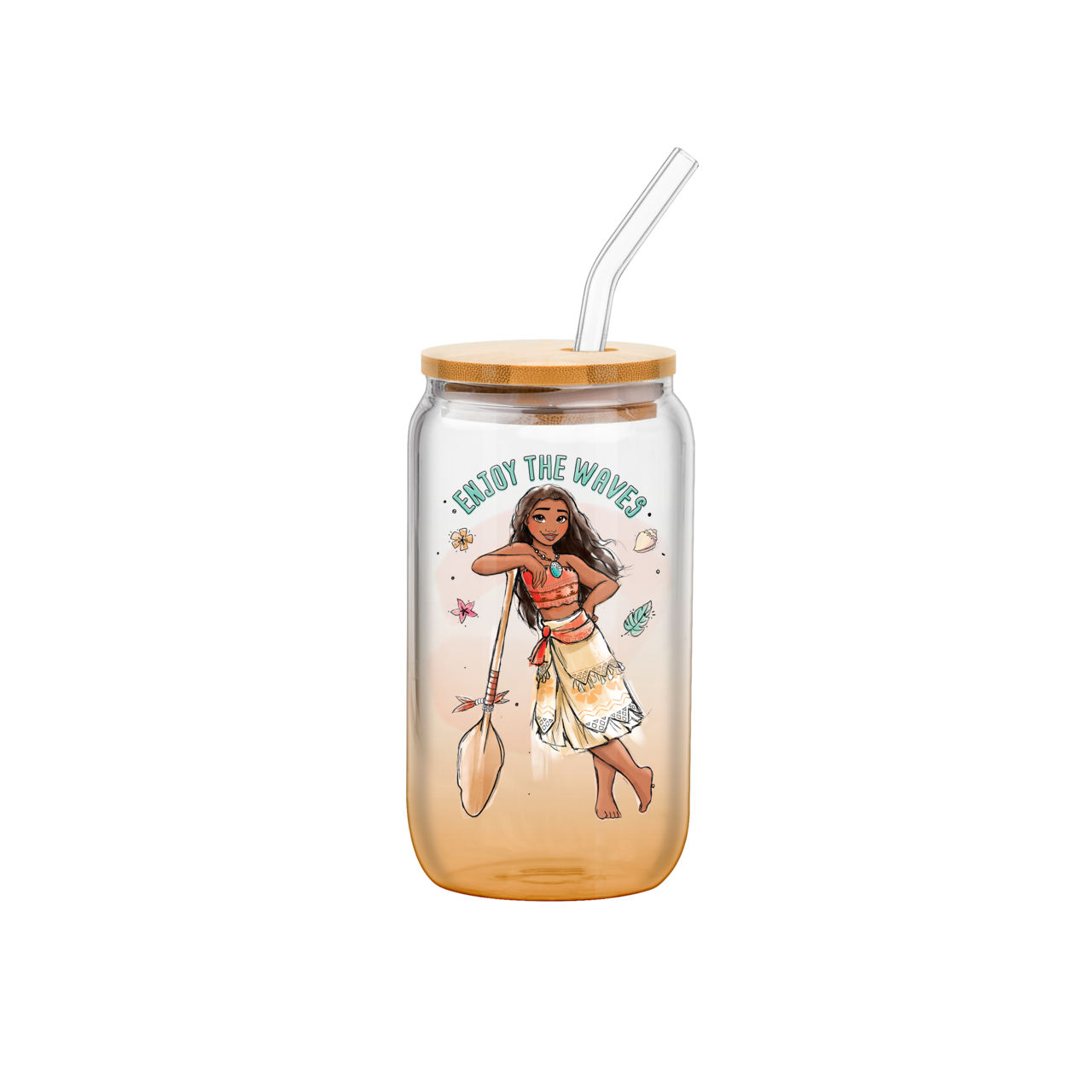 Moana "Dream It, Enjoy The Waves" 16oz *Ombre* Glass Tumbler