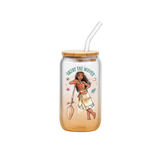 Moana "Dream It, Enjoy The Waves" 16oz *Ombre* Glass Tumbler