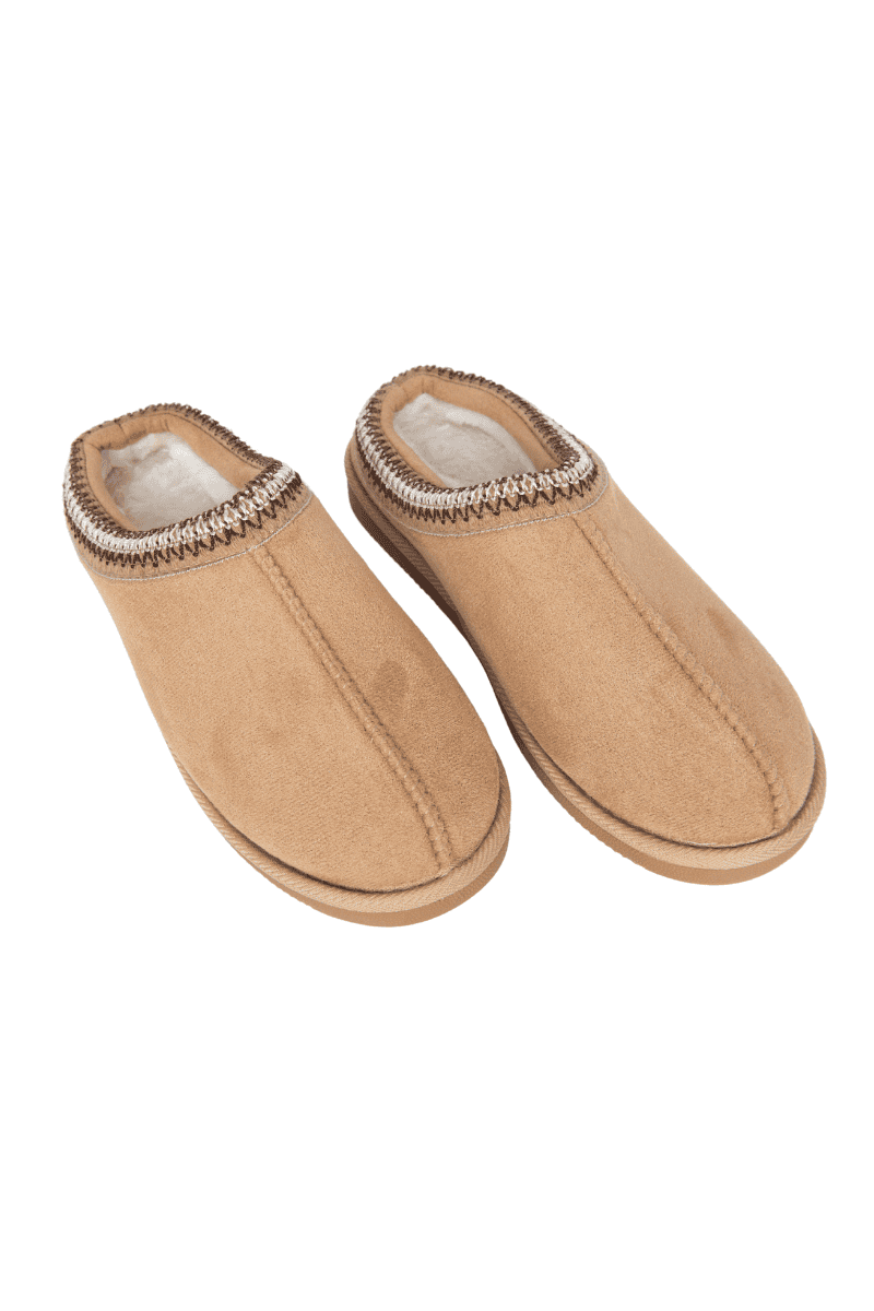 Sand Embroidered Comfy Slippers: Sand