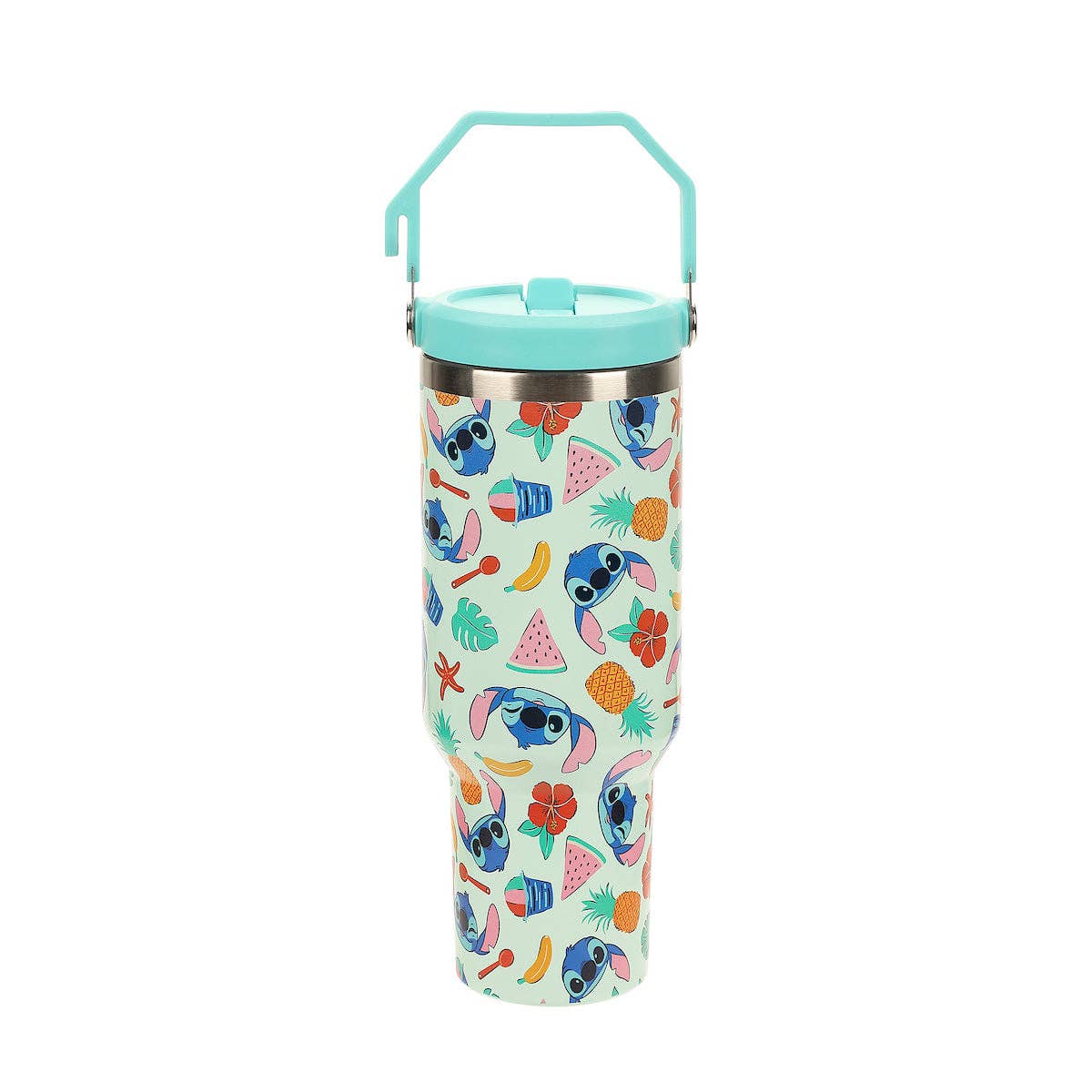 Lilo & Stitch All-Over Tropical Stitch Print Blue 40 Oz Stainless Steel Water Bottle