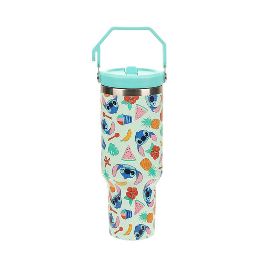 Lilo & Stitch All-Over Tropical Stitch Print Blue 40 Oz Stainless Steel Water Bottle