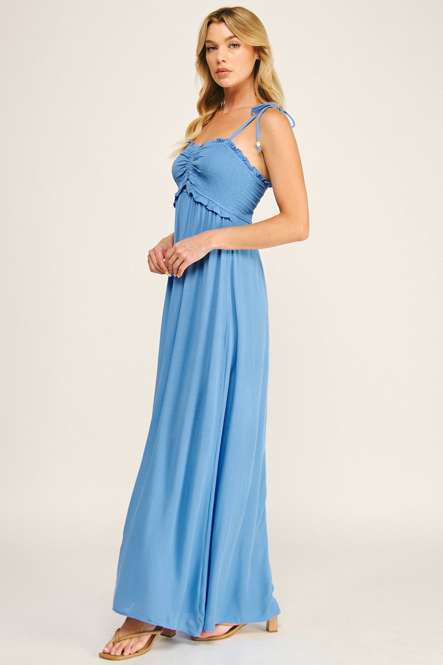 Summer Skies Soft Flow Rayon Maxi Dress - Ocean Blue