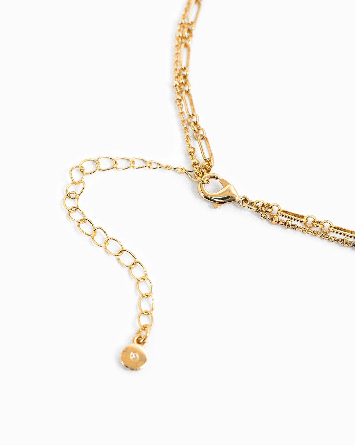 Delicate Bar and Link Chain Layered Necklace: Gold