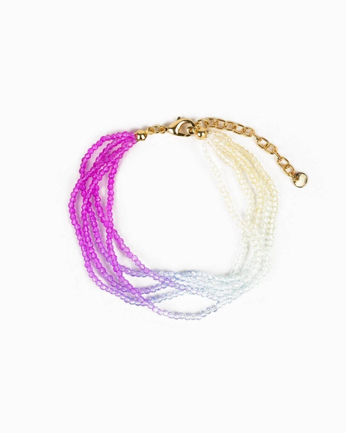 Neon Ombre Multi Layered Color Glass Bead Bracelet: Purple