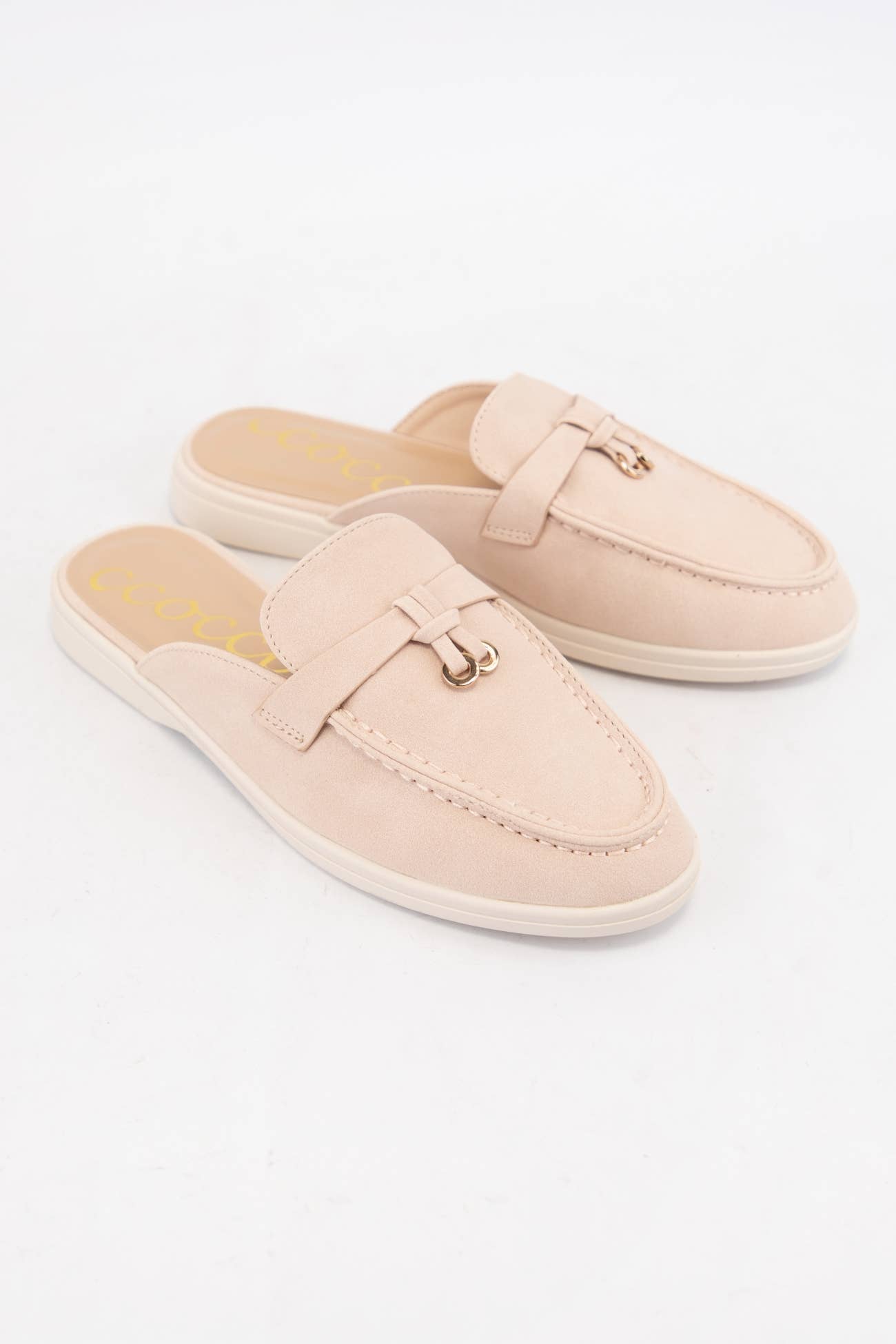 Irene Classic Loafer Mule Slip-On Backless Flats Casual Ever: Blush