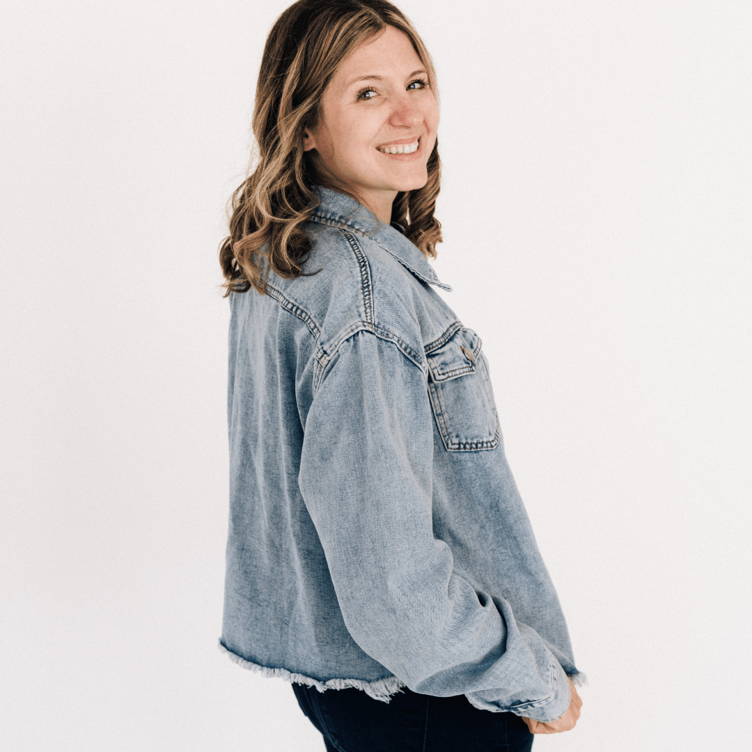 Blue Raw Hem Denim Jean Jacket