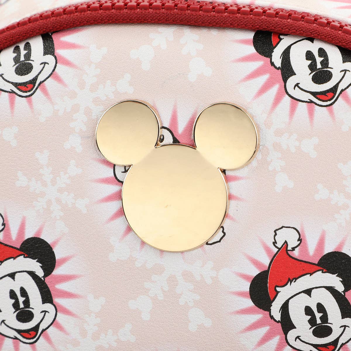 Disney Mickey Mouse Santa Mickey White Faux Leather 10.6" White Mini Backpack