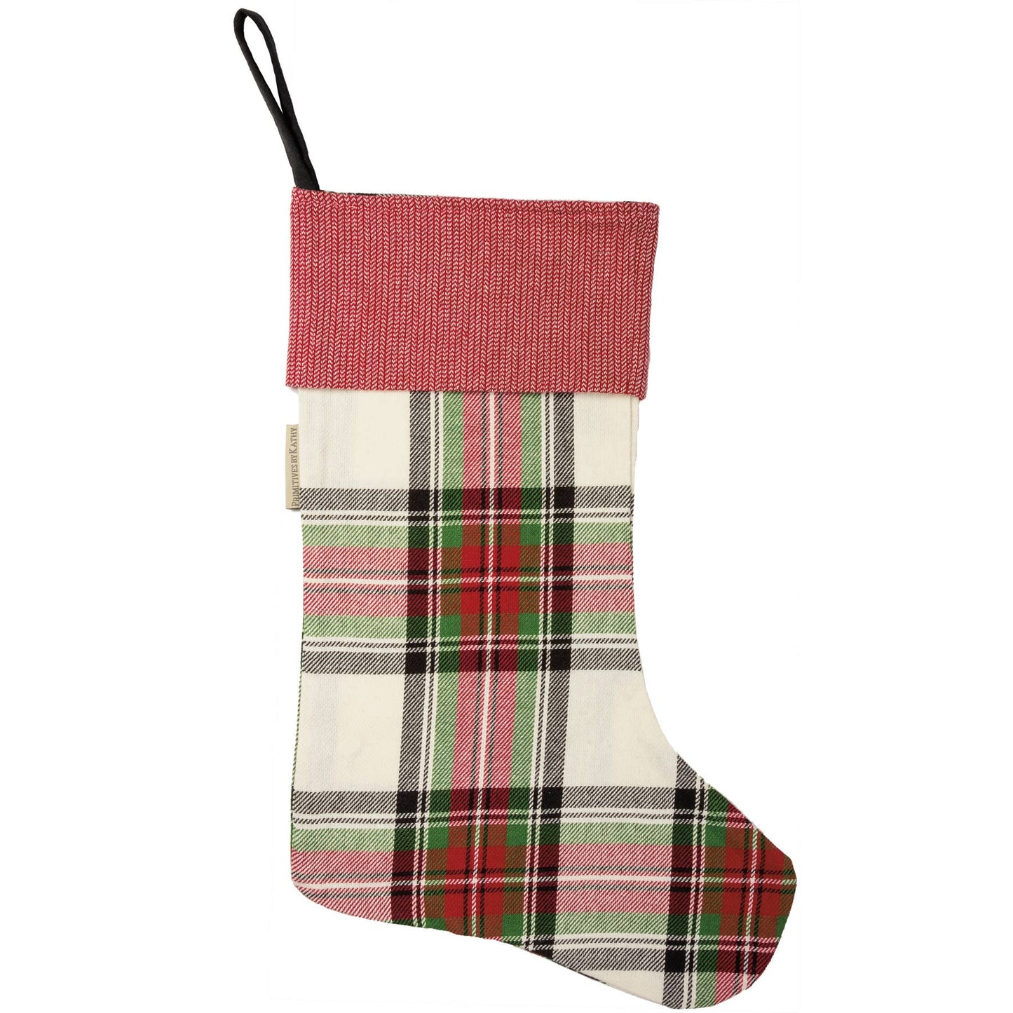 Cream Plaid Christmas Stocking