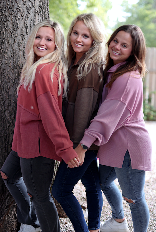 Ready or Not Waffle Quarter Zip - Wine