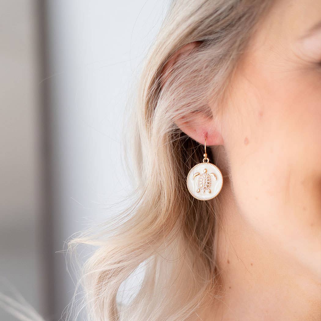 Tropi-Cool White Turtle Earrings