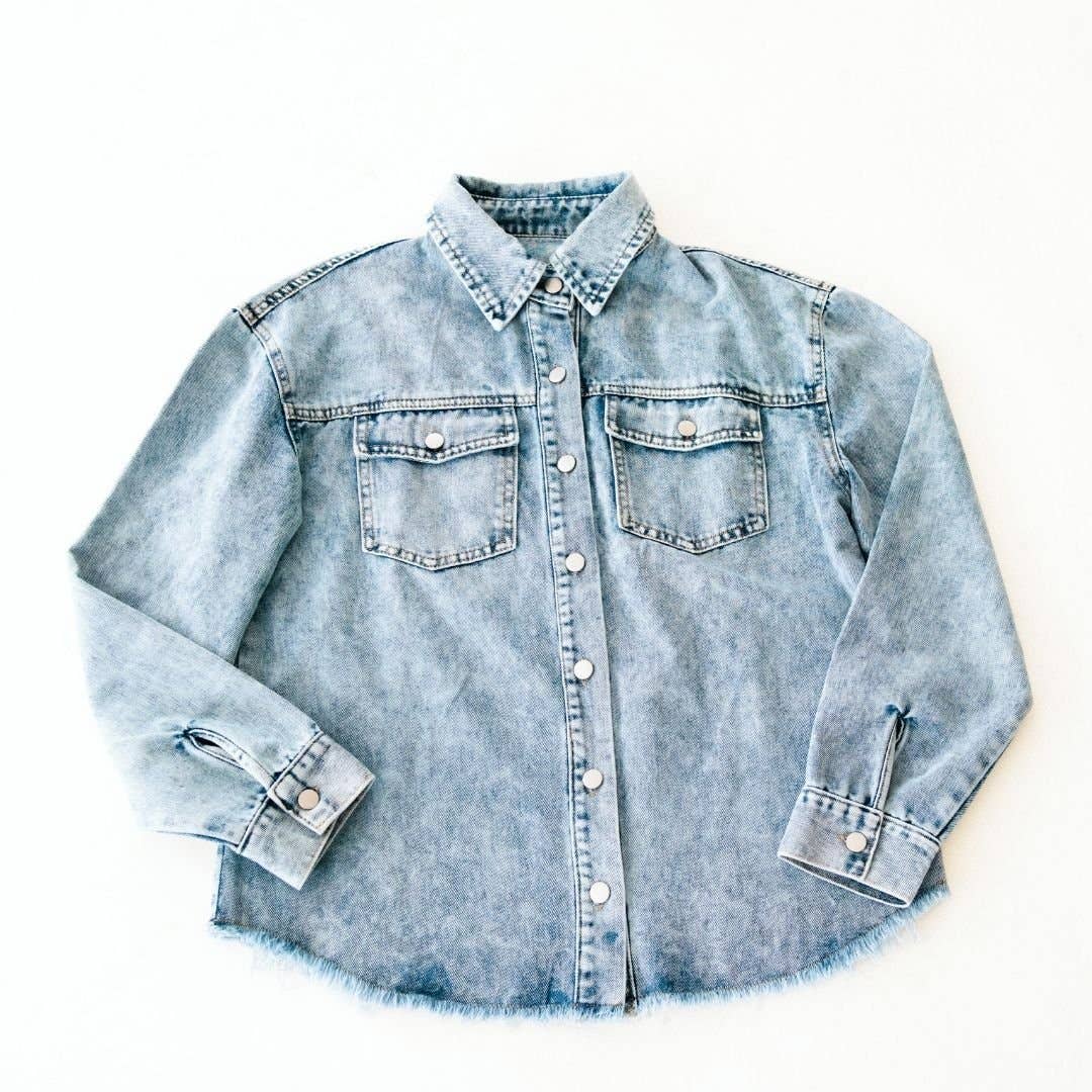 Blue Raw Hem Denim Jean Jacket