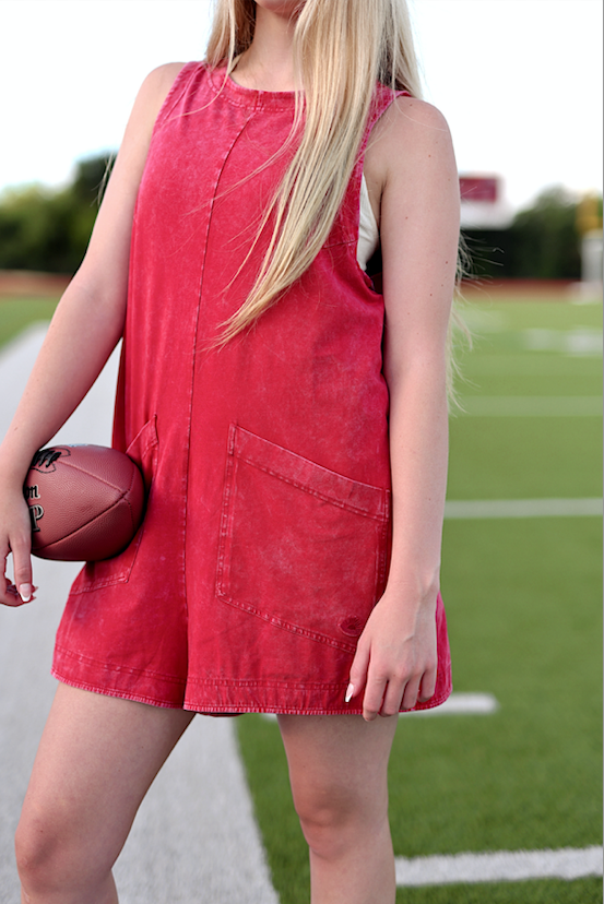 Tailgate Romper- Red