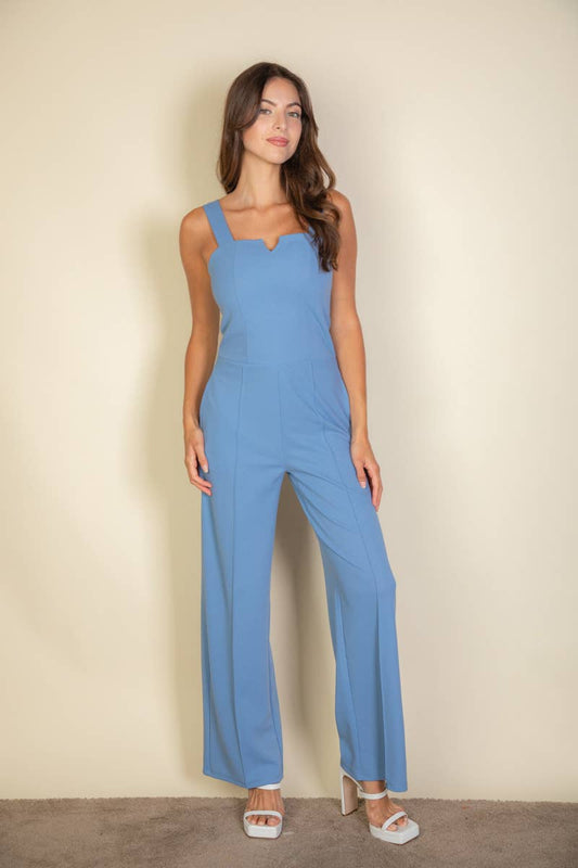 Notched Neck Cami Jumpsuit: Cloud