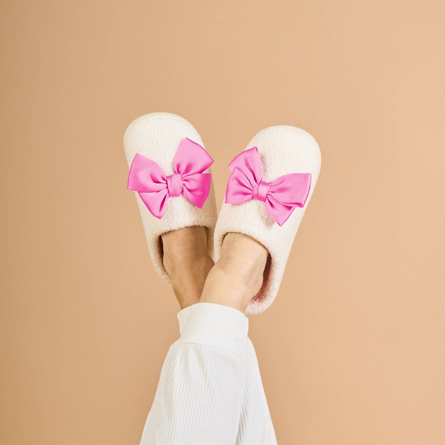 Fuzzy Slippers -Betty Bow Hot Pink