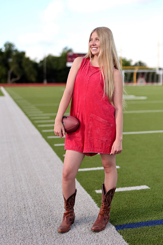 Tailgate Romper- Red