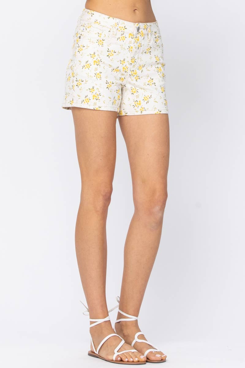 Judy Blue Flower Print Shorts