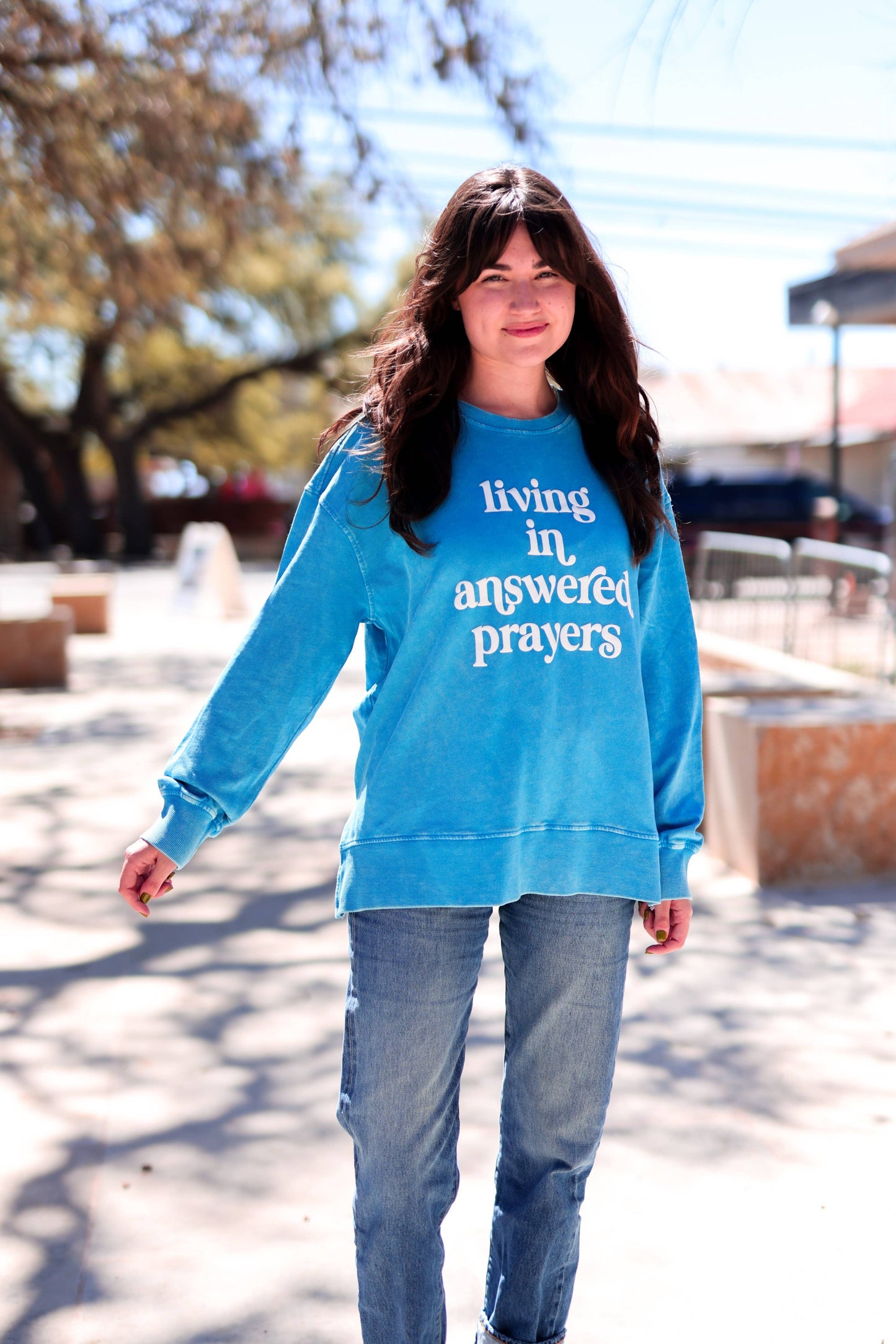 Living in Answered Prayers (Cobalt) - Mineral Wash Pullover