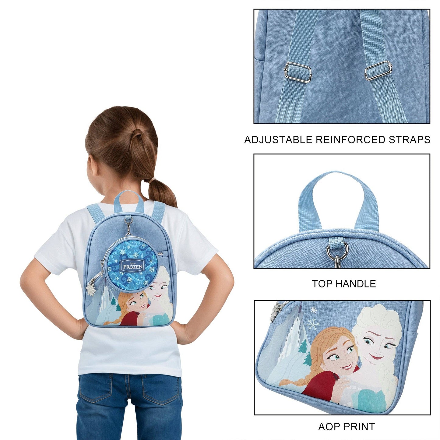 Disney Frozen Elsa & Anna Ice Palace Blue 10.5" Mini PU Backpack