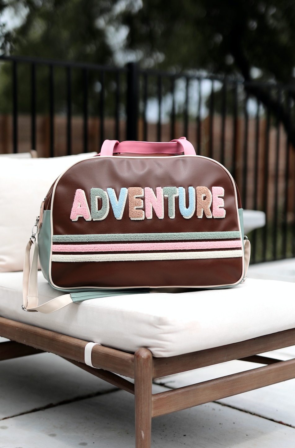 Weekender Duffle Bag- Adventure (Espresso/Cream/Sage/Pink)