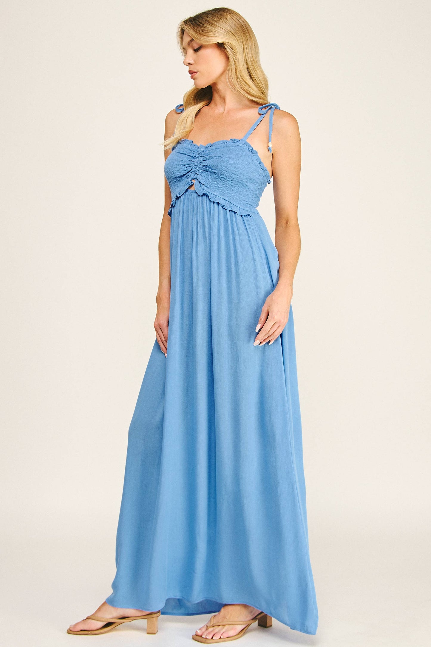 Summer Skies Soft Flow Rayon Maxi Dress - Ocean Blue