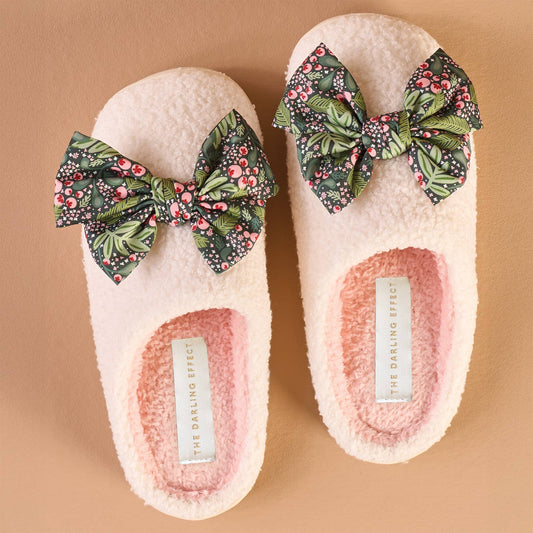 Fuzzy Slippers - Betty Bow Jolly Sprig: M/L (Women's 8 - 10)