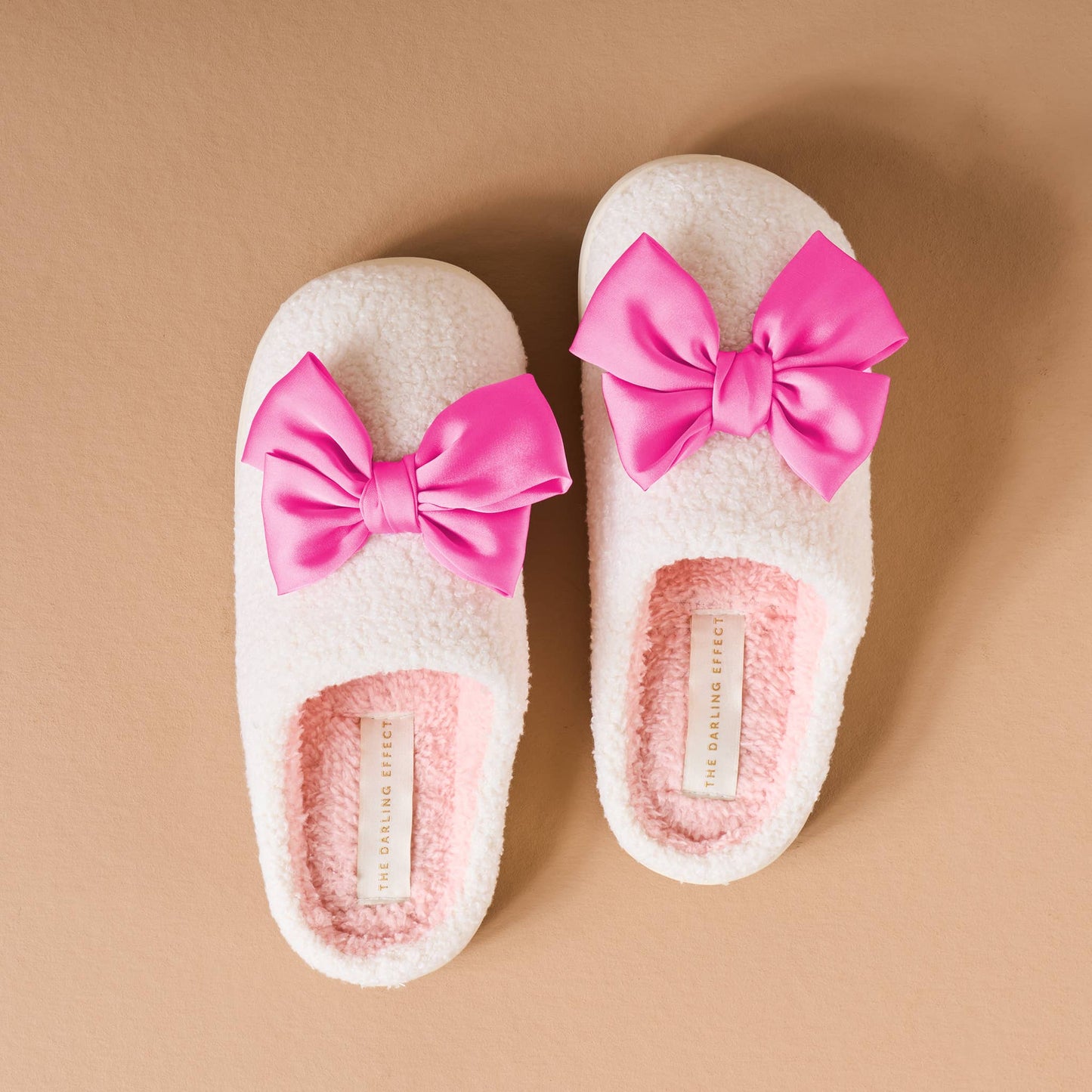 Fuzzy Slippers -Betty Bow Hot Pink