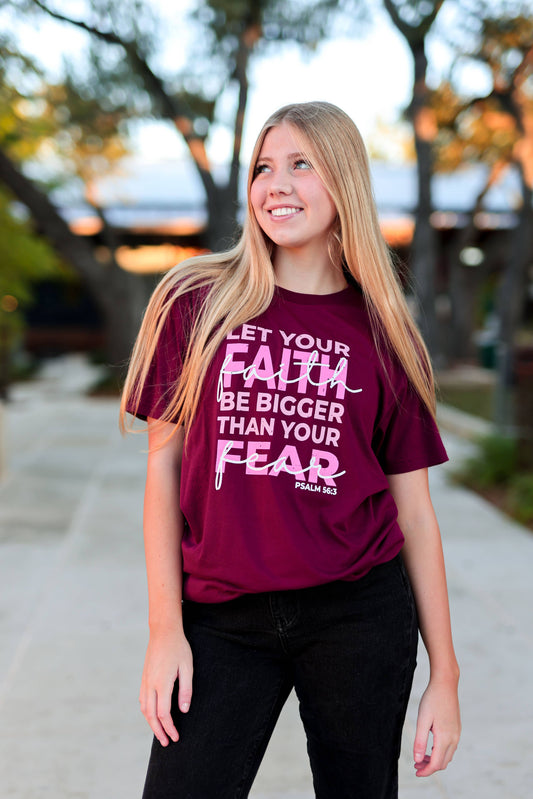 K&C Faith Bigger Than Fear - (Maroon) S/S Crew