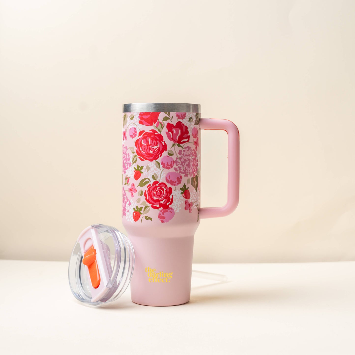 40 oz Lifestyle Flip Straw Tumbler-Rose Garden