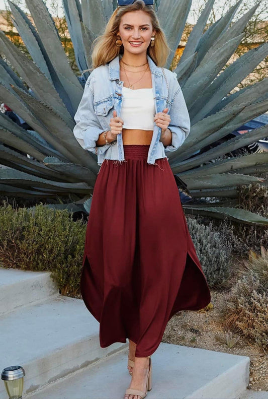 Favorite Maxi Skirt - Burgundy